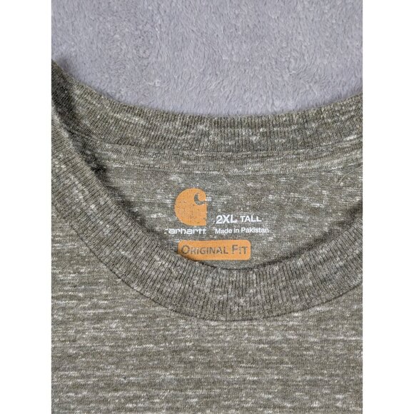 Carhartt T Shirt Mens 2XL Tall Green Original Fit Rugged Chore Work Outdoor - Picture 2 of 7